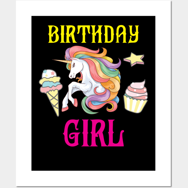 Birthday Girl Unicorn Lovers Gift Idea Wall Art by unicorn shirt